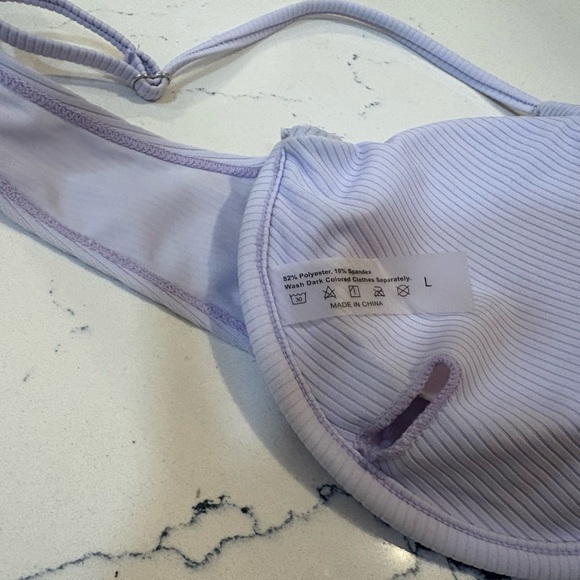 Light Purple Ribbed Bikini Top - Picture 2 of 4